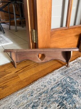 Vintage Solid Wood Heart Cut Out Wooden Wall Shelf